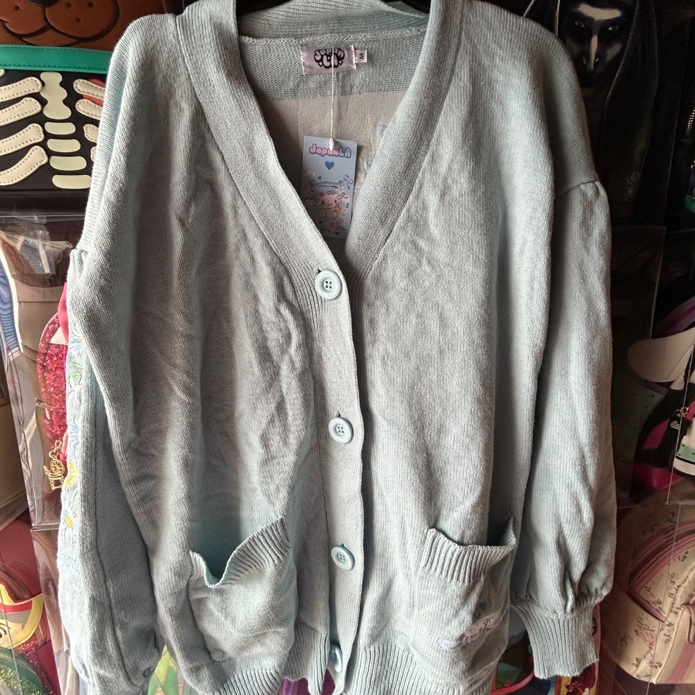 Sanrio Japan LA Cinnamoroll Floral Embroidered Cardigan Women Medium - Picture 2 of 11